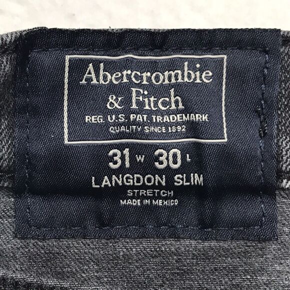 ABERCROMBIE & FITCH Langdon Jean Men 31x30 Black Slim Stretch Distressed Y2K - Picture 12 of 14